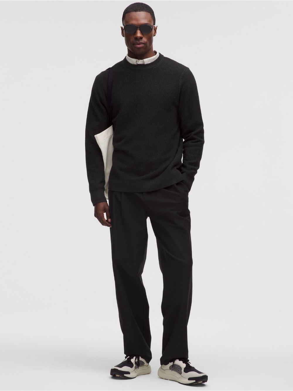 Lululemon Textured Knit Crewneck Sweater Black Mens Size L